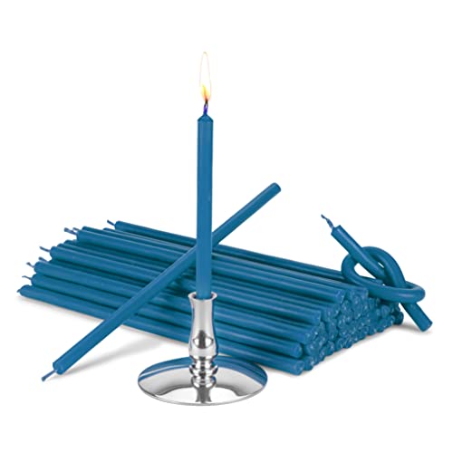 NKlaus - Kerzenhalter mit 200g Altarkerzen hellblau Tropffrei L 16cm Paraffinwachs 40016 von NKlaus