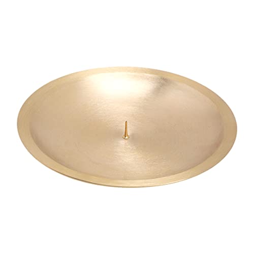 NKlaus Kerzenteller mit Dorn Ø 16 cm Messing Gold matt Kerzenhalter Kerzenuntersetzer 10570 von NKlaus