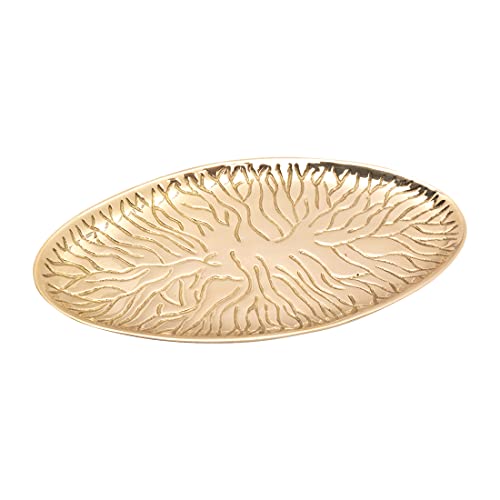 NKlaus Kerzenteller oval 18x9cm Messing Gold poliert Kerzenhalter Untertasse Dekoteller mit Baum-Design 10512 von NKlaus