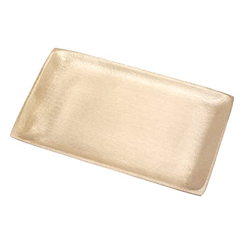 NKlaus Kerzenteller rechteckig 10x7 cm matt Messing Gold Tablett modern Untertasse Deko 10532 von NKlaus