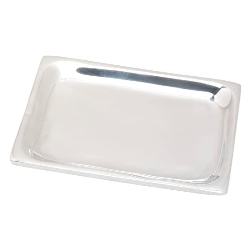 NKlaus Kerzenteller rechteckig 10x7cm Aluminium silber poliert Untersetzer Untertasse 10430 von NKlaus