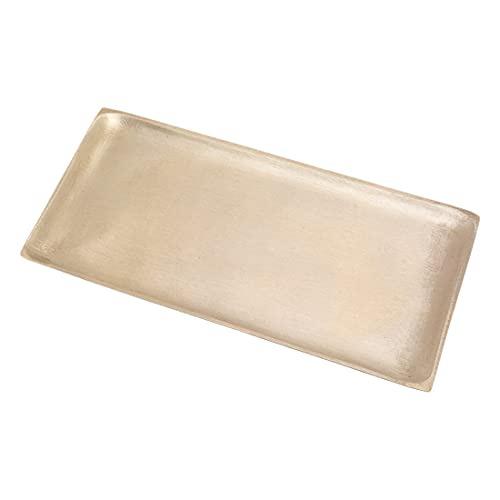 NKlaus Kerzenteller rechteckig 17x9 cm matt Messing Gold Tablett modern Untertasse Deko 10531 von NKlaus