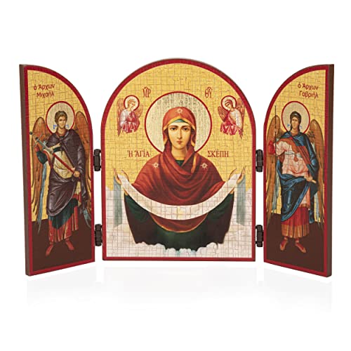 NKlaus Maria Schutz - Pokrova Triptychon Holz Ikone 25x16cm christlich 11089 von NKlaus