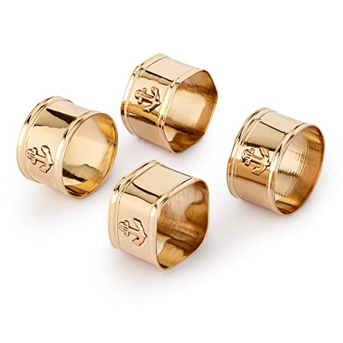 NKlaus Maritim Servietten Ringe Set aus Messing Gold 4 Verschiedene Formen Tischdeko 11752 von NKlaus