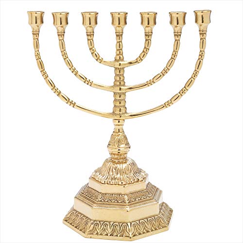 NKlaus Menorah 35cm hoch 7er für Kerzen bis Ø 2cm Kerzenleuchter groß Kerzenständer Messing goldfarbig glänzend 2881 NKlaus Menorah 35cm hoch 7er für Kerzen bis Ø 2cm Kerzenleuchter groß Kerzenständer Messing goldfarbig glänzend 2881 von NKlaus