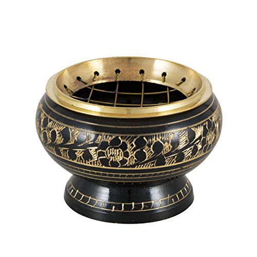 NKlaus Räuchergefäß Gemustert schearz - Gold Messing mit Gitter 6cm Weihrauchgefäß Weihrauchbrenner Räucher Betriebsart Räucherkohle auf Sand 4013 NKlaus Räuchergefäß Gemustert schearz - Gold Messing mit Gitter 6cm Weihrauchgefäß Weihrauchbrenner Räucher Betriebsart Räucherkohle auf Sand 4013 von NKlaus