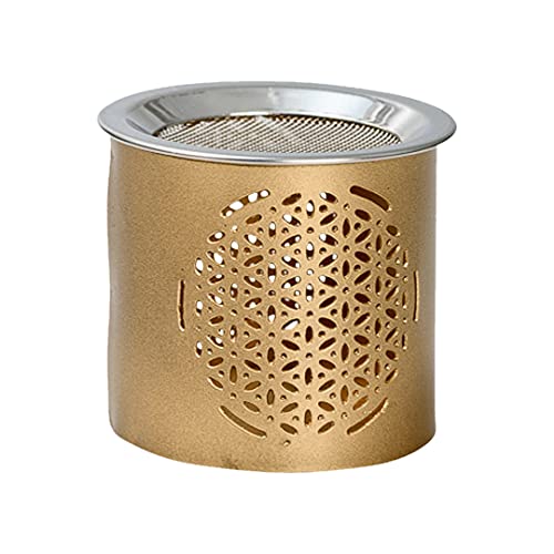 NKlaus Räucherstövchen Eisen Blüme des Lebens - Muster Gold Höhe: 6cm Betriebsart Teelicht Weihrauch 10910 von NKlaus