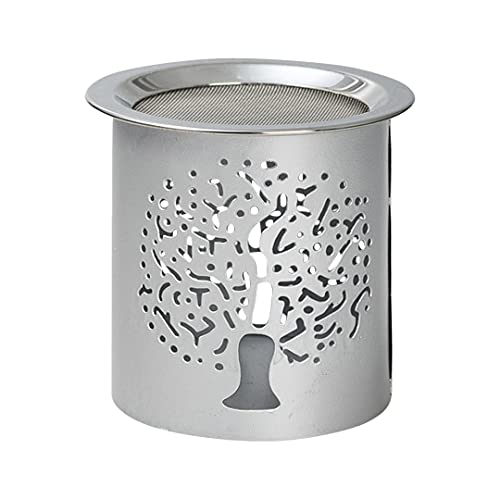 NKlaus Räucherstövchen Eisen Silber matt Höhe: 8cm Betriebsart Teelicht mit Sieb für Weihrauch 10908 von NKlaus