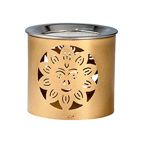 NKlaus Räucherstövchen Eisen Smiley-Muster Gold Höhe: 6cm Betriebsart Teelicht für Weihrauch 10917 von NKlaus