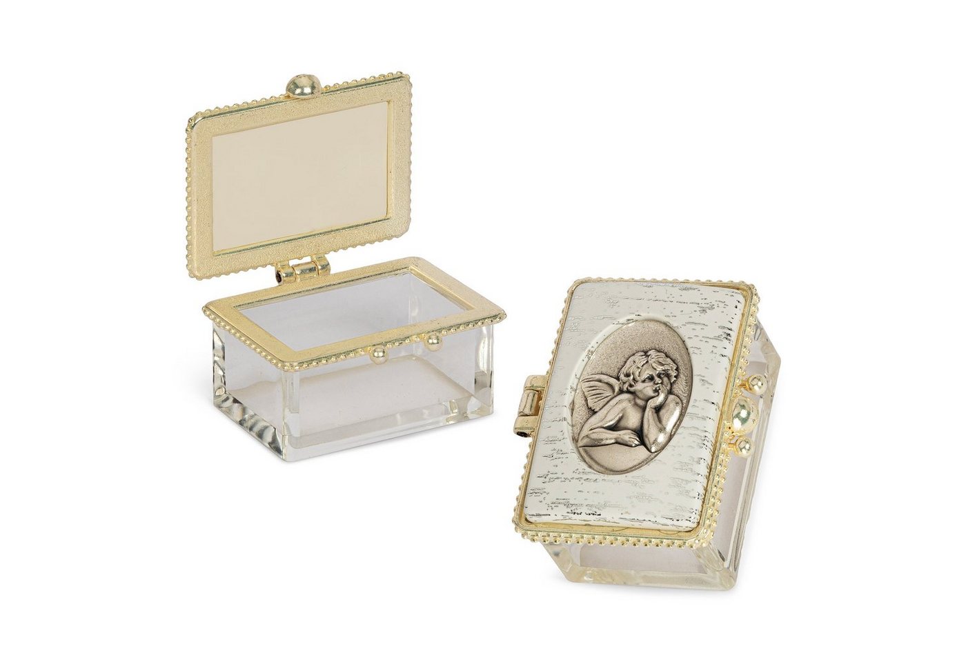 NKlaus Räucherstövchen Rosenkranzdose aus Glas Etui transp. Klappdeckel p, Handarbeit von NKlaus