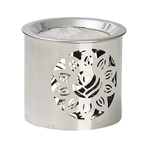 NKlaus Räucherstövchen Stahl Silber Glanz Höhe: 6cm Betriebsart Teelicht mit Sieb für Weihrauch 10928 von NKlaus