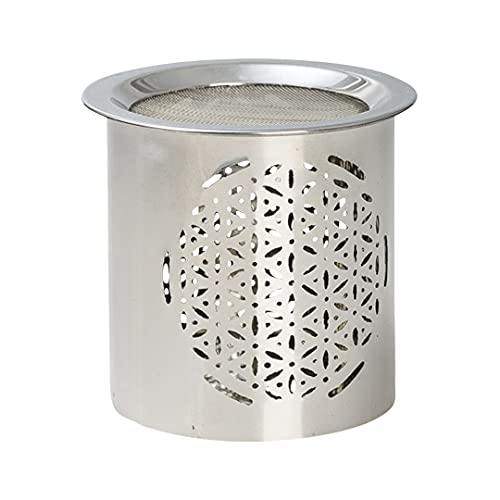NKlaus Räucherstövchen Stahl Silber Glanz Höhe: 8cm Betriebsart Teelicht mit Sieb für Weihrauch 10916 von NKlaus