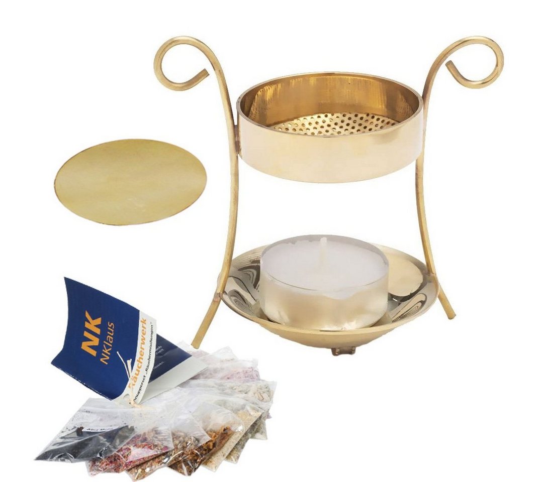 NKlaus Räucherstövchen Weihrauchbrenner Gold Teelicht Räucherset 14tlg mit Räuchermischungen, Räucherstövchen NKlaus Räucherstövchen Weihrauchbrenner Gold Teelicht Räucherset 14tlg mit Räuchermischungen, Räucherstövchen von NKlaus