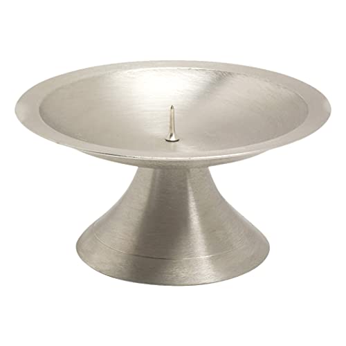 NKlaus Scheibenleuchter Ø11cm Messing Silber Kerzenleuchter matt Altarleuchter mit Dorn 10725 von NKlaus