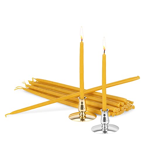 NKlaus - Set 2X Kerzenhalter mit 100% Bienenwachs Spitzkerzen L 25cm Handarbeit 40081 von NKlaus