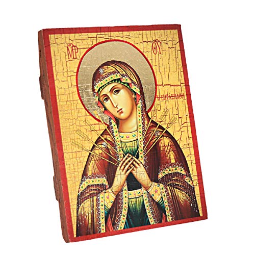 NKlaus Siebenpfeilige Gottesmutter, Christliche Holz Ikone 16x12,5cm handarbeit 37024 NKlaus Siebenpfeilige Gottesmutter, Christliche Holz Ikone 16x12,5cm handarbeit 37024 von NKlaus