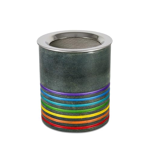 NKlaus Speckstein Rauchgefäß mit Sieb grau, mit Regenbogenfarben Sieb Ø 8 cm, 9 x 8 cm modernes Teelicht -Stövchen 15717 von NKlaus