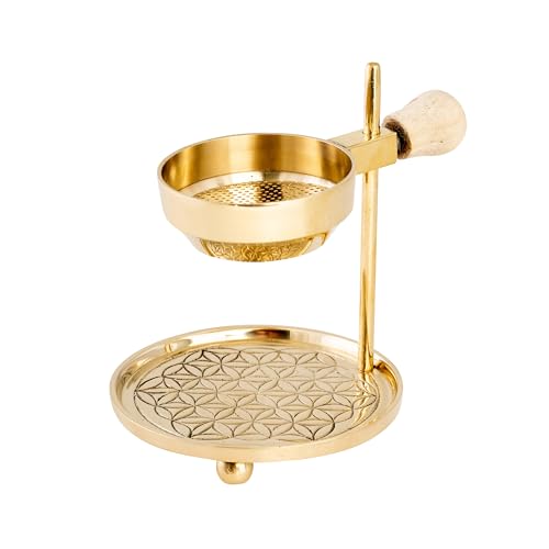 NKlaus Teelicht Räucherstövchen Gold Blüme des Lebens 11cm hoch verstellbar Weihrauch 15866 von NKlaus