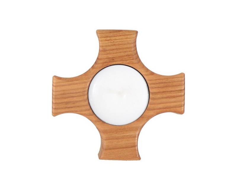 NKlaus Teelichthalter 3er- Set Teelichthalter aus Holz Süßkirche Deko Ke (3er- Set) von NKlaus