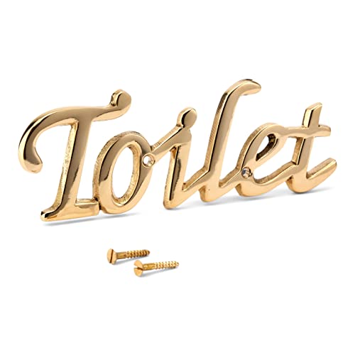 NKlaus Türschild Toilet aus Messing gold Toilettenschild 15x5cm WC Dekoration Schilder 11759 von NKlaus