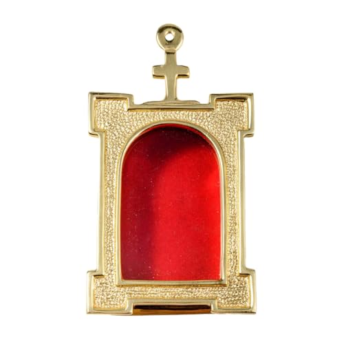 NKlaus Wand-Reliquiar 11cm Monstranz Aufbewarung für Ihr Andenken Messing massiv Gold Hausaltar Relikthalter antik Handarbeit 2908 von NKlaus