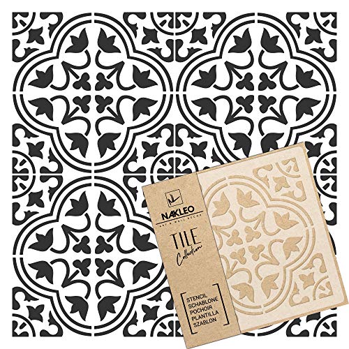 NAKLEO Fliesen Schablone zum Malen 30x30 cm, Moro Spanische Maurische Blume Marokkanisch, Kunststoff Wiederverwendbare Bodenschablone DIY, Holz Möbel Wand Dekoration - Terrakotta von Nakleo
