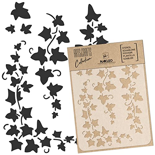 NAKLEO DIY Wiederverwendbare Kunststoff-Schablone - Hängende Efeu Rebe - Kunst Handwerk Wand Malerei Muster Vorlage Scrapbooking Decoupage - Stoff Möbel Holz (21x30cm) von Nakleo