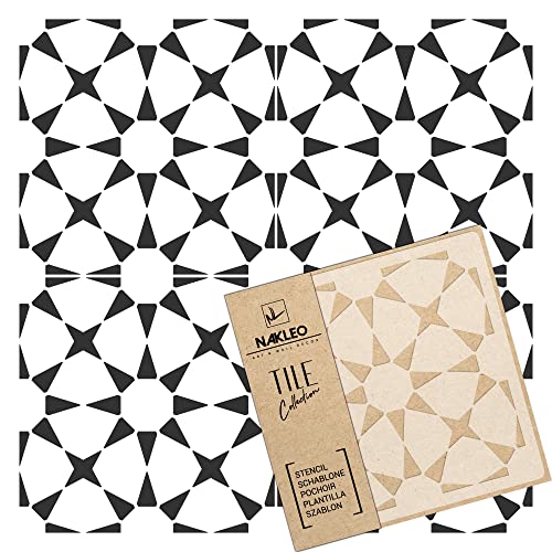 NAKLEO Frontera Fliese Wiederverwendbare Kunststoff Schablone - 20x20cm - Alicante Löwenzahn Blume - Marokkanisch Geometrisch - Pflasterstein Betonboden Wandmalerei Vorlage Holz von Nakleo
