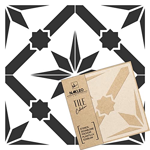 NAKLEO Frontera Fliese Wiederverwendbare Kunststoff Schablone - 15x15cm - Sagarra Stern Geometrisch - Marokkanisch Geometrisch - Pflasterstein Betonboden Wandmalerei Vorlage Holz von Nakleo