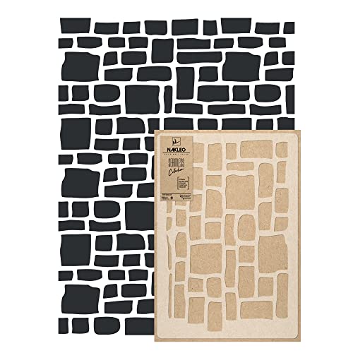 NAKLEO Wiederverwendbare Kunststoff-Schablonen - 59x95cm - Stein Wand Backstein - Große Wiederholend Nahtlose Allover Wand Tapete Muster Malen DIY Bastel Vorlagen von Nakleo