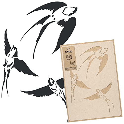 NAKLEO Große Malschablonen 43x64 cm, Schwalben Umriss Natur Muster, Wiederverwendbare Kunststoff Wandschablone DIY Handwerk, Holz Möbel Boden Stoff von Nakleo