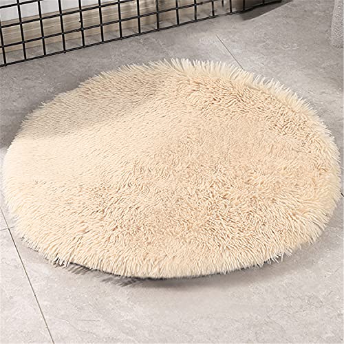 NLCYYQ Hundematte Hundekissen Haustiermatte Haustierbett Haustier Matratze Weicher Plüsch Flauschige Haustiere Schlafdecke Kissen Matte Nest Waschbar (Durchmesser 60 cm,Beige) von NLCYYQ