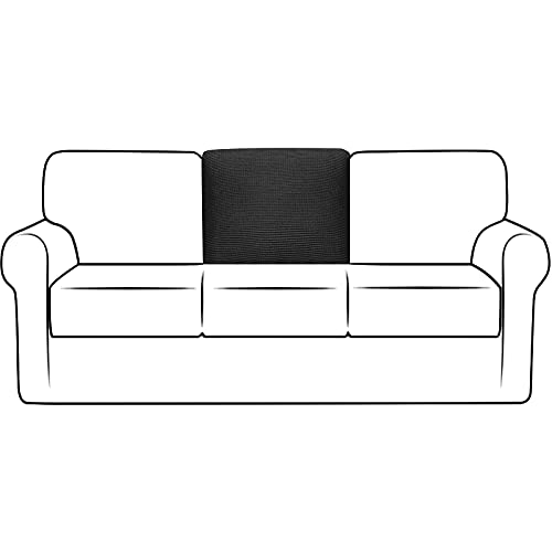 NLCYYQ Sofa Rückenlehne Bezüge Stretch Sofa Rücken T-Kissen Schonbezug Mit Kordelzug rutschfest, Couch Rückenbezug Polarfleece Ersatz (Schwarz,Rechteck) von NLCYYQ