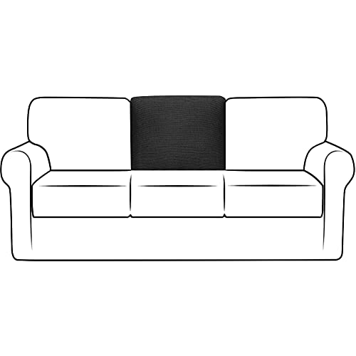 NLCYYQ Sofa-Rückenlehnenbezüge Stretch Sofa Rücken T-Kissen Schonbezug mit Kordelzug Anti-Rutsch Couch Back Kissenbezüge Ersatz Jacquard Polar Fleece (Schwarz, Mitte) von NLCYYQ