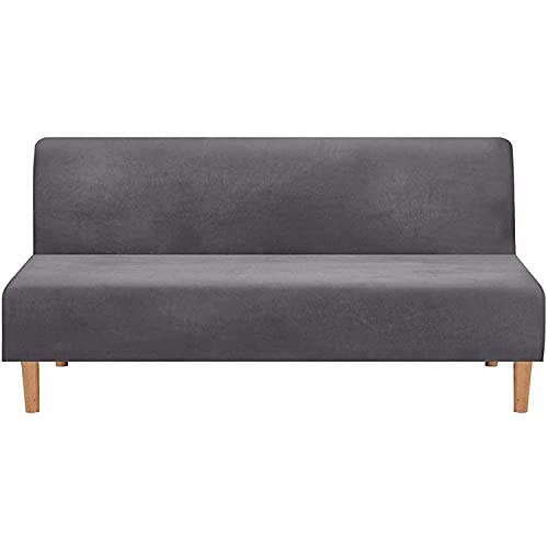 NLCYYQ Sofabezug Ohne Armlehnen 3 Sitzer Samt Couchbezug Elastischer Husse Bettcouch Schonbezug Klappsofa Bezug Großer Sofasitzkissenbezug (Grau) von NLCYYQ