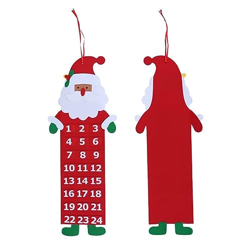 Filz-Weihnachts-Adventskalender, 2,6 Fuß Weihnachts-Advents-Hängekalender, Wand-Weihnachtsmann-Adventskalender mit Taschen, Weihnachts-Countdown-Kalender Zum Aufhängen, Weihnachtsdekorationen(#1) von NLDGR