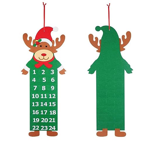 Filz-Weihnachts-Adventskalender, 2,6 Fuß Weihnachts-Advents-Hängekalender, Wand-Weihnachtsmann-Adventskalender mit Taschen, Weihnachts-Countdown-Kalender Zum Aufhängen, Weihnachtsdekorationen(#3) von NLDGR