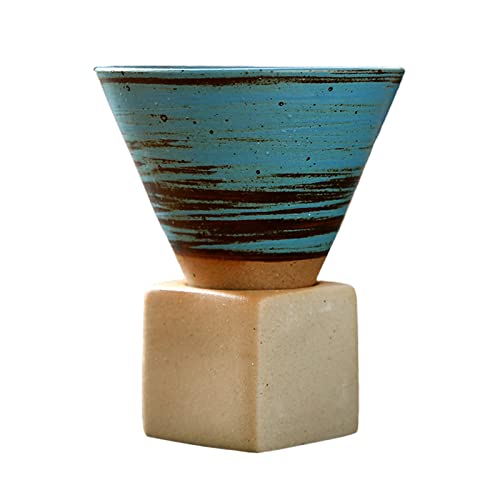 Grobe Keramik-Kaffeetasse mit Boden, 200 Ml, Kreative Dreieckige Kegelförmige Porzellantasse, Vintage-Keramik-Teetassenzubehör mit Boden für das Heimbüro(#4) von NLDGR