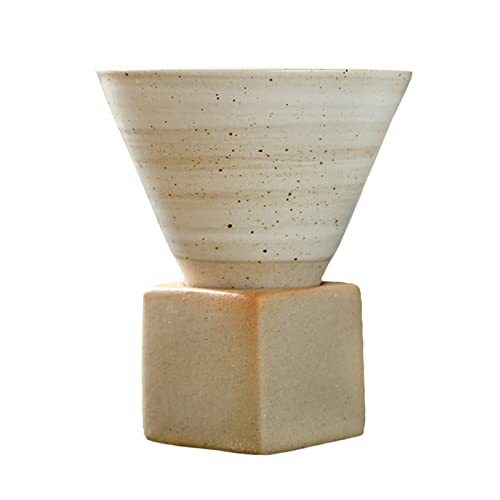 Grobe Keramik-Kaffeetasse mit Boden, 200 Ml, Kreative Dreieckige Kegelförmige Porzellantasse, Vintage-Keramik-Teetassenzubehör mit Boden für das Heimbüro(#1) von NLDGR