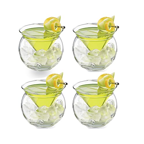 NLDGR Martini-Gläser ohne Stiel, 142 ml, Martini-Glas mit Kugelboden, elegante Gläser für Cocktail-Party, Bar, Trinkgläser-Set, 4 Stück von NLDGR