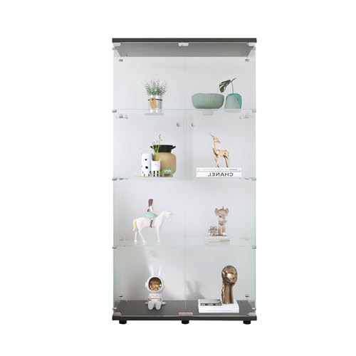 NLDGR Vitrine,164x81x37cm, Modern Glasvitrine mit 4 Regalen, 2 Türen Glas Vitrine Vitrinenschrank, Glasschrank Standvitrine aus Gehärtetes Glas und Holz, für Wohnzimmer NLDGR Vitrine,164x81x37cm, Modern Glasvitrine mit 4 Regalen, 2 Türen Glas Vitrine Vitrinenschrank, Glasschrank Standvitrine aus Gehärtetes Glas und Holz, für Wohnzimmer von NLDGR