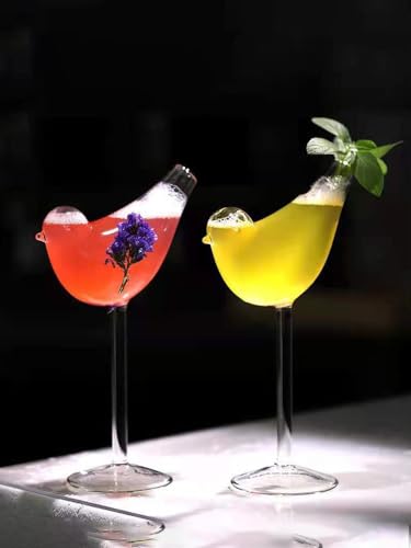 Set mit 2 Vogel-Cocktailgläsern, 120 Ml, Einzigartiges Weinglas in Vogelform, Cocktailglas Im Vogel-Design, Klare Weingläser, Cocktailglas für Partybar von NLDGR
