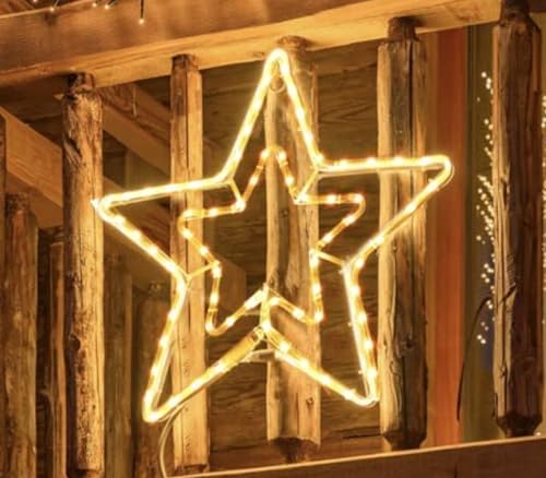 Großer Weihnachtsstern 50 x 50 cm zum Aufhängen mit Lichtschlauch 8 Lichterketten 90 LEDs für Weihnachtsdekoration Haus Garten und Außen (warmweißes Licht) von NLIGHTING