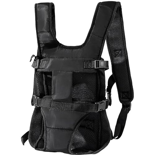 NLINIOZWN Haustier-Brusttasche, Katzen- und Hunderucksack, ausgehende Tragetasche, kleine und mittelgroße Hunde, Reit-Brusttasche (Schwarz, M) von NLINIOZWN