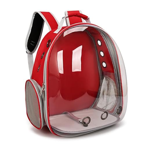 NLINIOZWN Haustier-Rucksack, Outbound, tragbar, transparent, Weltraumkapsel, Haustiertasche, Outbound-Katzenbedarf, atmungsaktiver Rucksack (rot) von NLINIOZWN