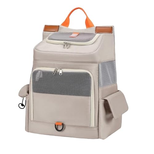 NLINIOZWN Katzentasche, tragbar, transparent, Weltraumkapsel, doppelte Schulter, Katzenrucksack, Katzen-Schultasche, große Kapazität, Hundetasche, Haustierbedarf (Khaki (42 x 41 x 21 cm) von NLINIOZWN