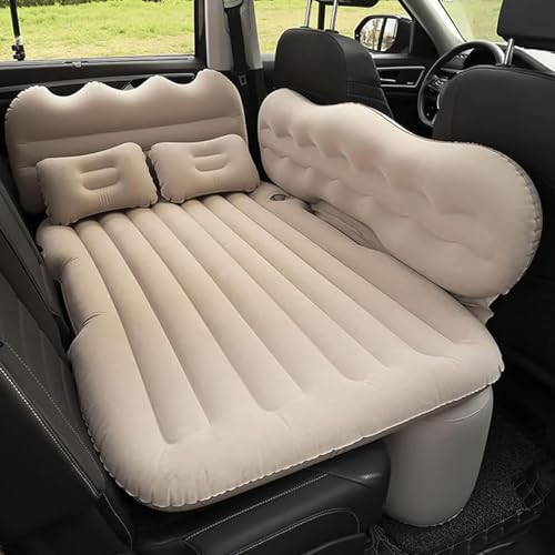 NLLATEI Auto Luftmatratze mit Elektrischer Luftpumpe – Dicke Aufblasbare Autobett für 2 Personen, SUV Camping Schlafsack für, Strandurlaub Sandstrand & Autoschlaf im Reisen(Beige) von NLLATEI