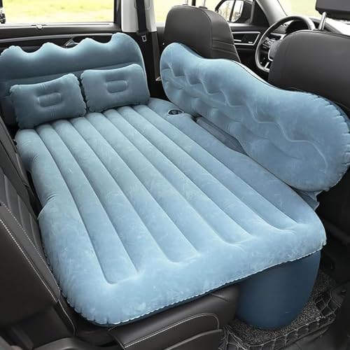 NLLATEI Auto Luftmatratze mit Elektrischer Luftpumpe – Dicke Aufblasbare Autobett für 2 Personen, SUV Camping Schlafsack für, Strandurlaub Sandstrand & Autoschlaf im Reisen(Blue) von NLLATEI