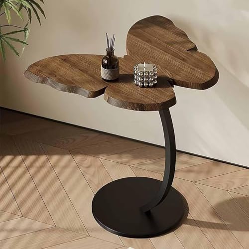 NLLATEI Beistelltisch C Form Rund aus Holz, Durchmesser Couchtisch mit C-förmiger Stütze, für Sofa, Bett, Wohnzimmer und Schlafzimmer - Industriell Design von NLLATEI
