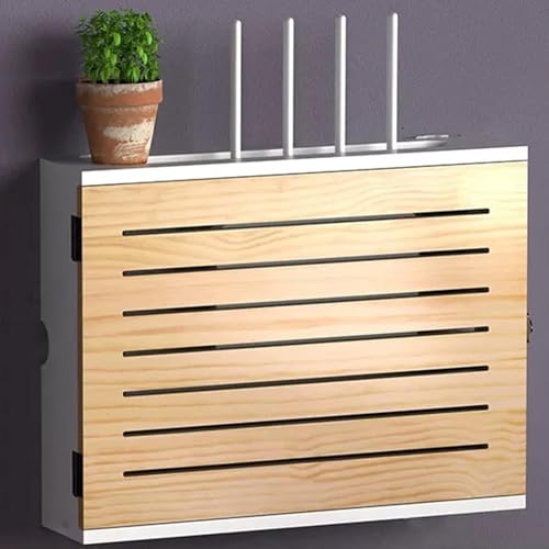 NLLATEI Router Box WLAN Aufbewahrungsbox mit Kabel Management Wandmontage Holz Regal Dekorative Floating Box für Router und Set-top Box im Wohnzimmer, Schlafzimmer Büro(Brownish White,Interior 42cm) NLLATEI Router Box WLAN Aufbewahrungsbox mit Kabel Management Wandmontage Holz Regal Dekorative Floating Box für Router und Set-top Box im Wohnzimmer, Schlafzimmer Büro(Brownish White,Interior 42cm) von NLLATEI